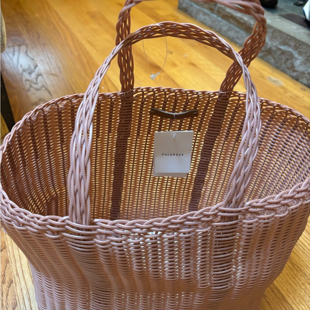 Palorosa Pink Woven Tote Bag with Double Handles